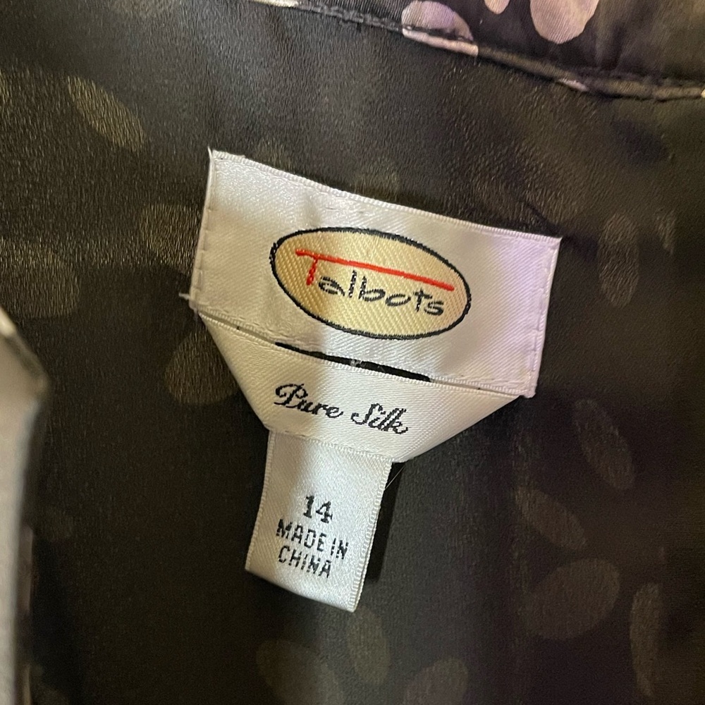 Talbots Pure Silk Floral Polka Dot Dress Sz 14 - Picture 4 of 5